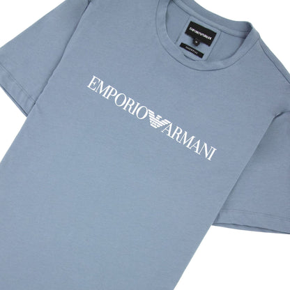 Emporio Armani Pima-jersey T-shirt With Logo Petrol Blue