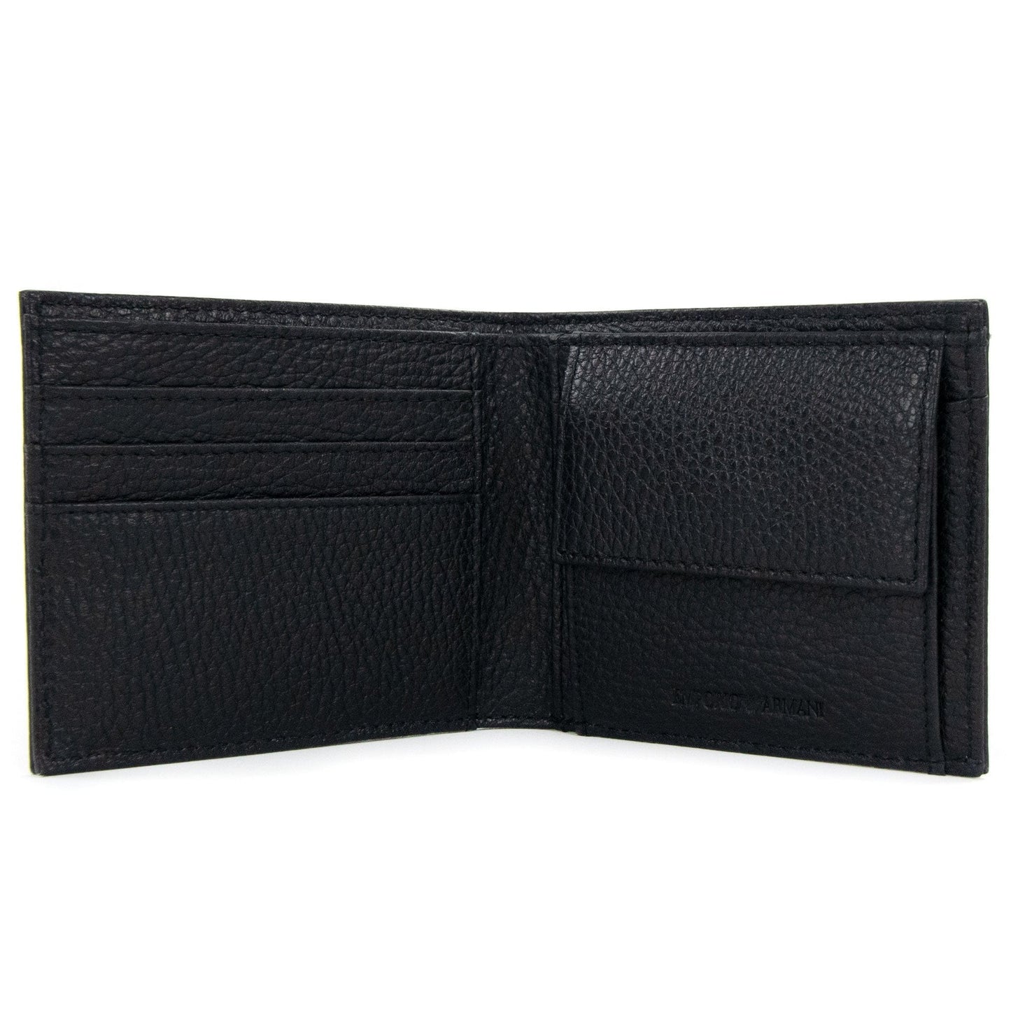 Emporio Armani Tumbled Leather Wallet With Coin Purse Black