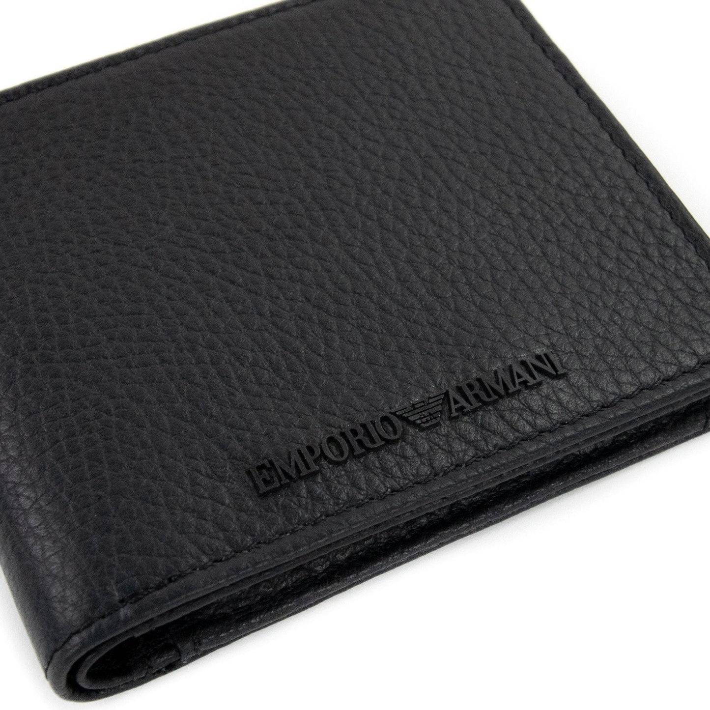 Emporio Armani Tumbled Leather Wallet With Coin Purse Black