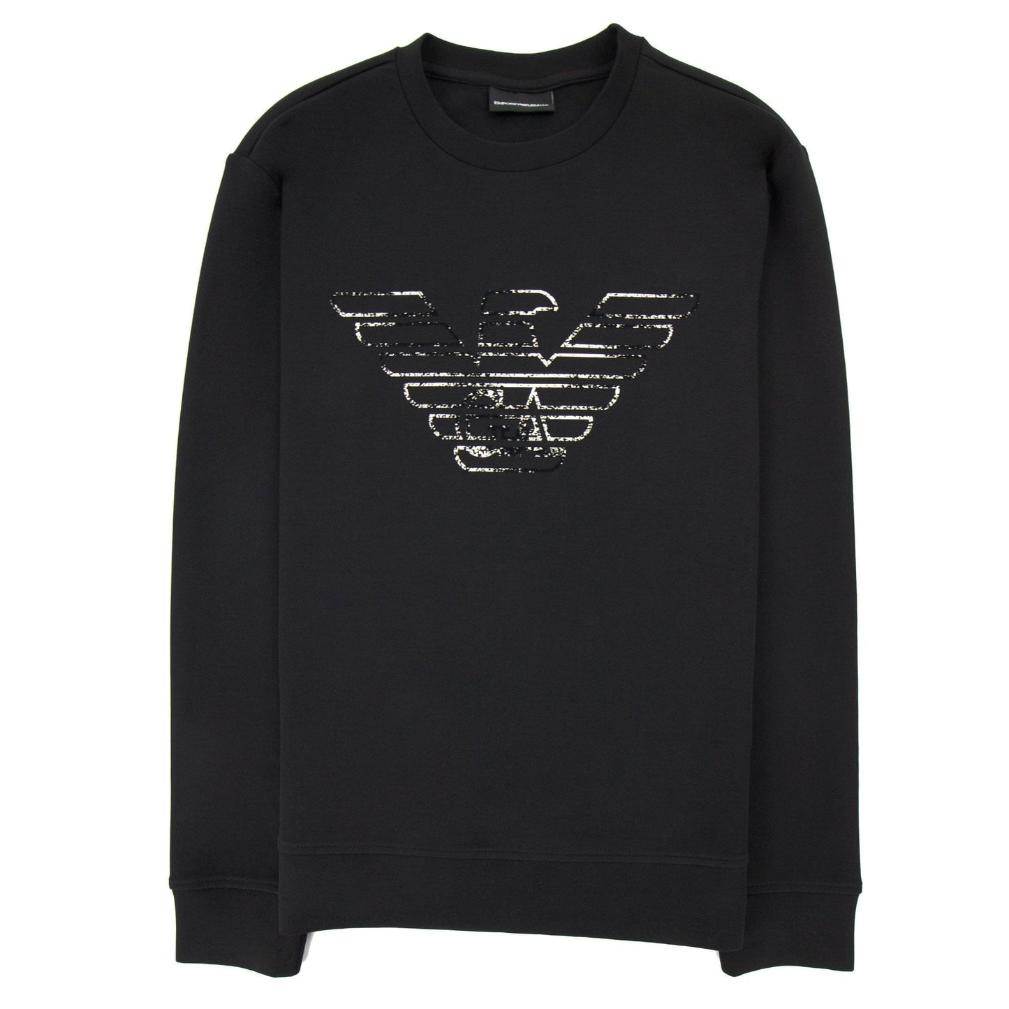 Emporio Armani Double-jersey Sweatshirt With Graffiti Logo Print Black