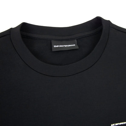Emporio Armani Double-jersey Sweatshirt With Graffiti Logo Print Black