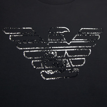Emporio Armani Double-jersey Sweatshirt With Graffiti Logo Print Black