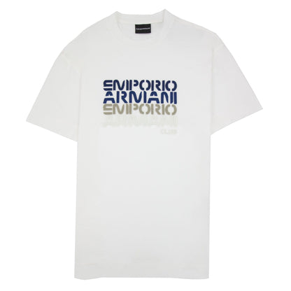 Emporio Armani Tencel Blend T-shirt With Felt Lettering White