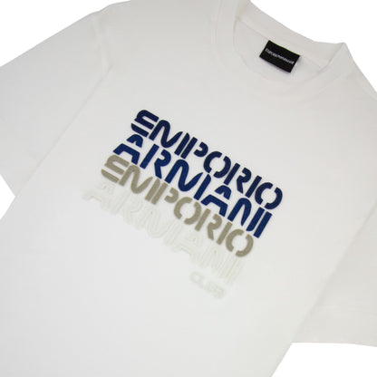 Emporio Armani Tencel Blend T-shirt With Felt Lettering White