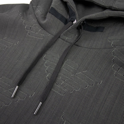 Emporio Armani Hooded Sweatshirt With All-over Op-art Eagle Grey