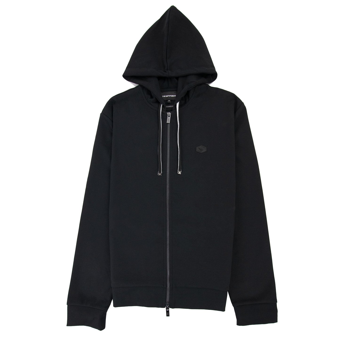 Emporio Armani Hooded Zipped Ponte-di-roma Sweatshirt Nero