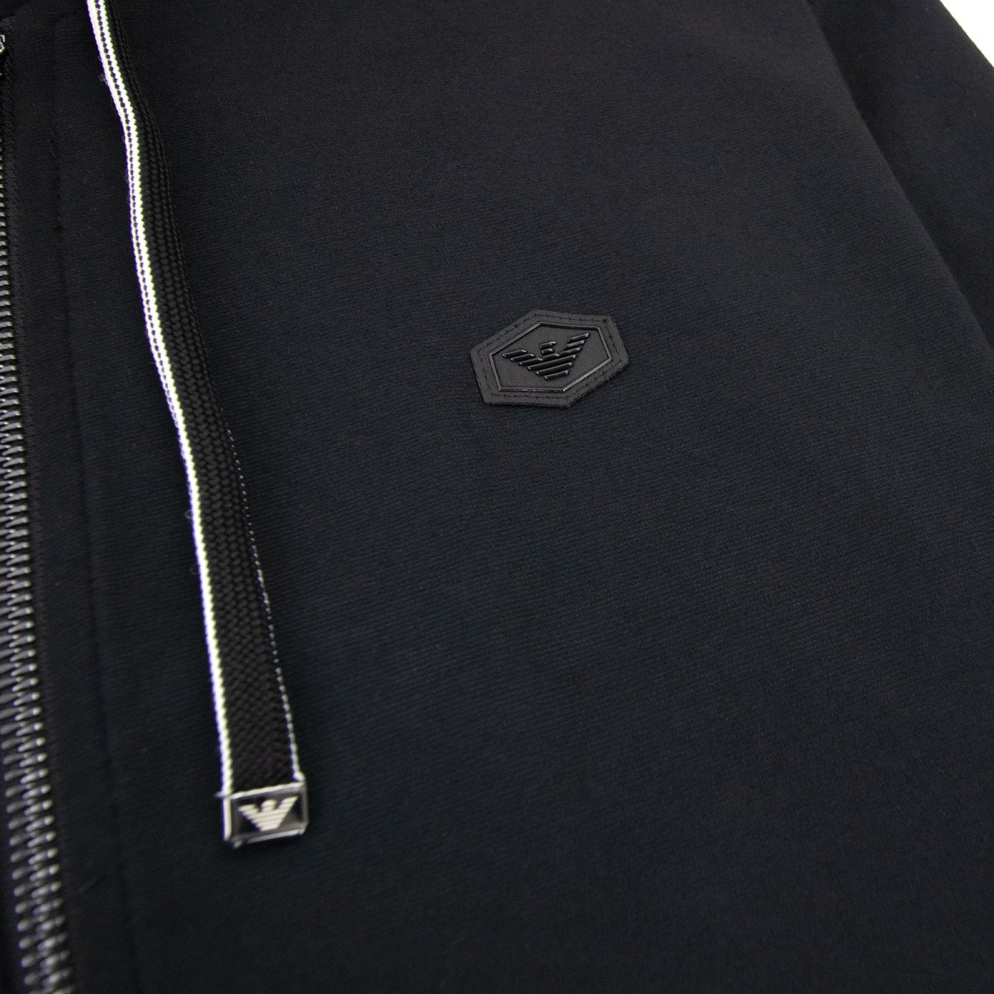 Emporio Armani Hooded Zipped Ponte-di-roma Sweatshirt Nero