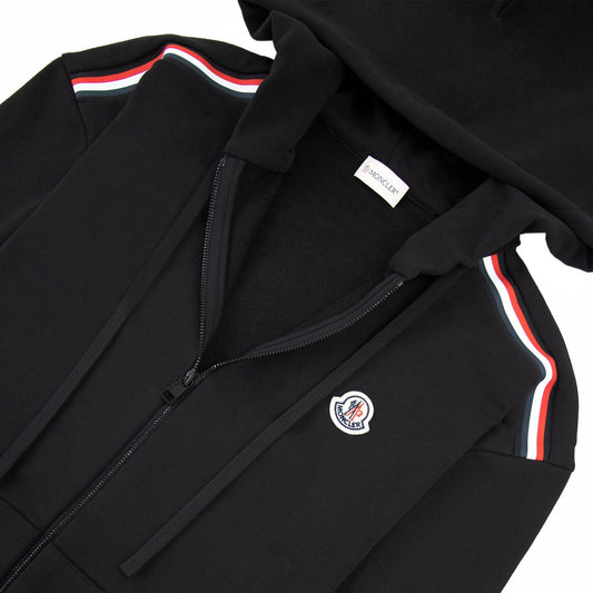 Moncler Tricolour Accent Zip-up Hoodie Black