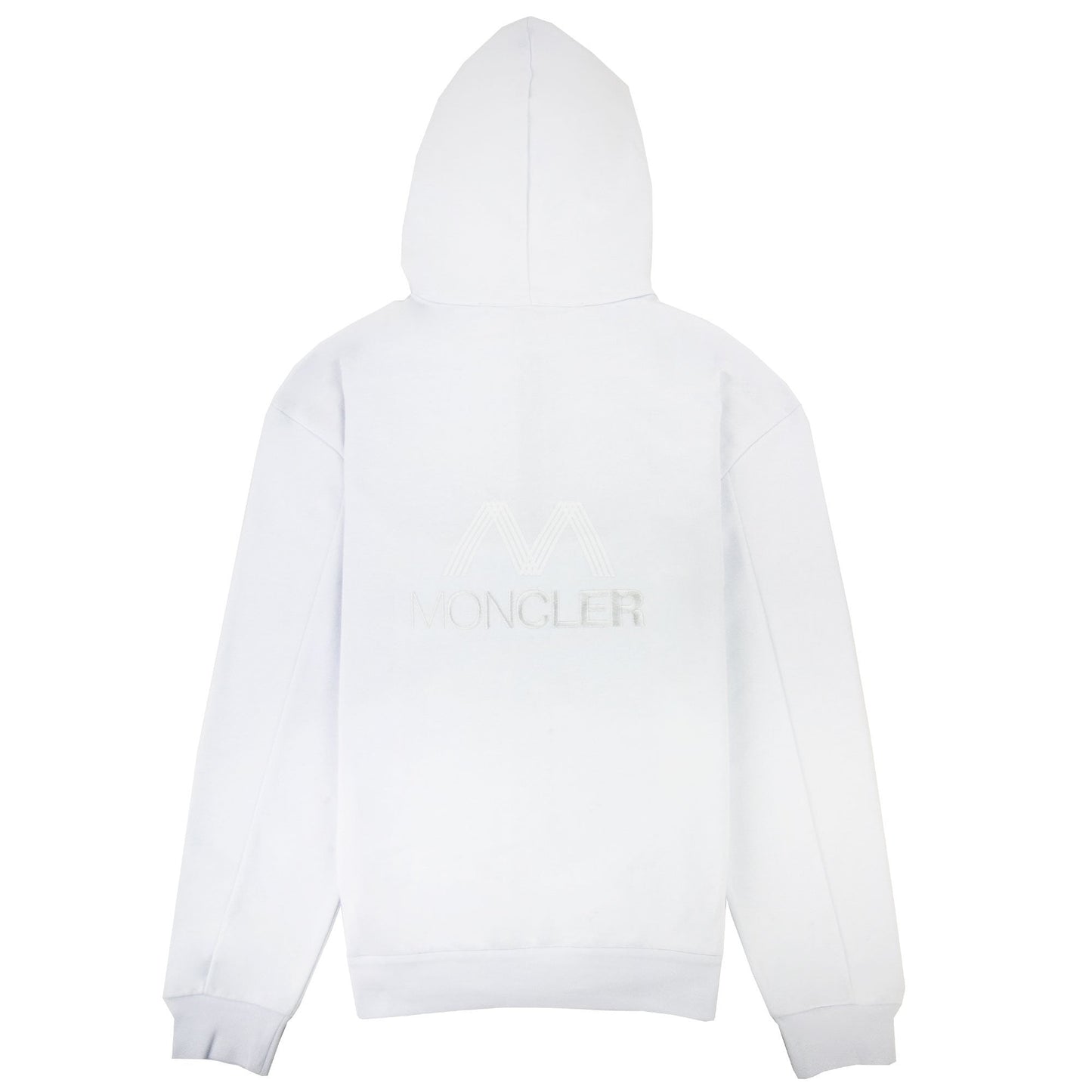 Moncler Tricolour Accent Zip-up Hoodie White