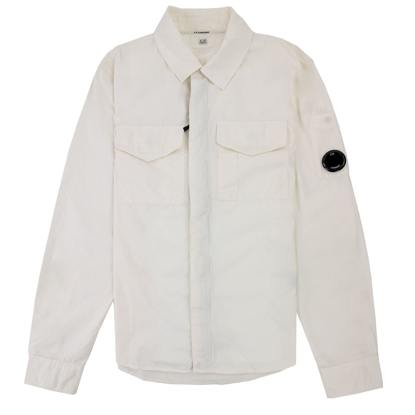 Cp Company Sh079a Emerized Gabardine Utility Shirt White 103