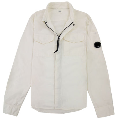 Cp Company Sh079a Emerized Gabardine Utility Shirt White 103