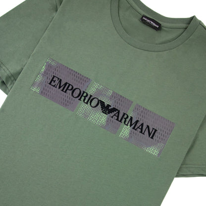 Emporio Armani Felt Logo Crew T-shirt Khaki