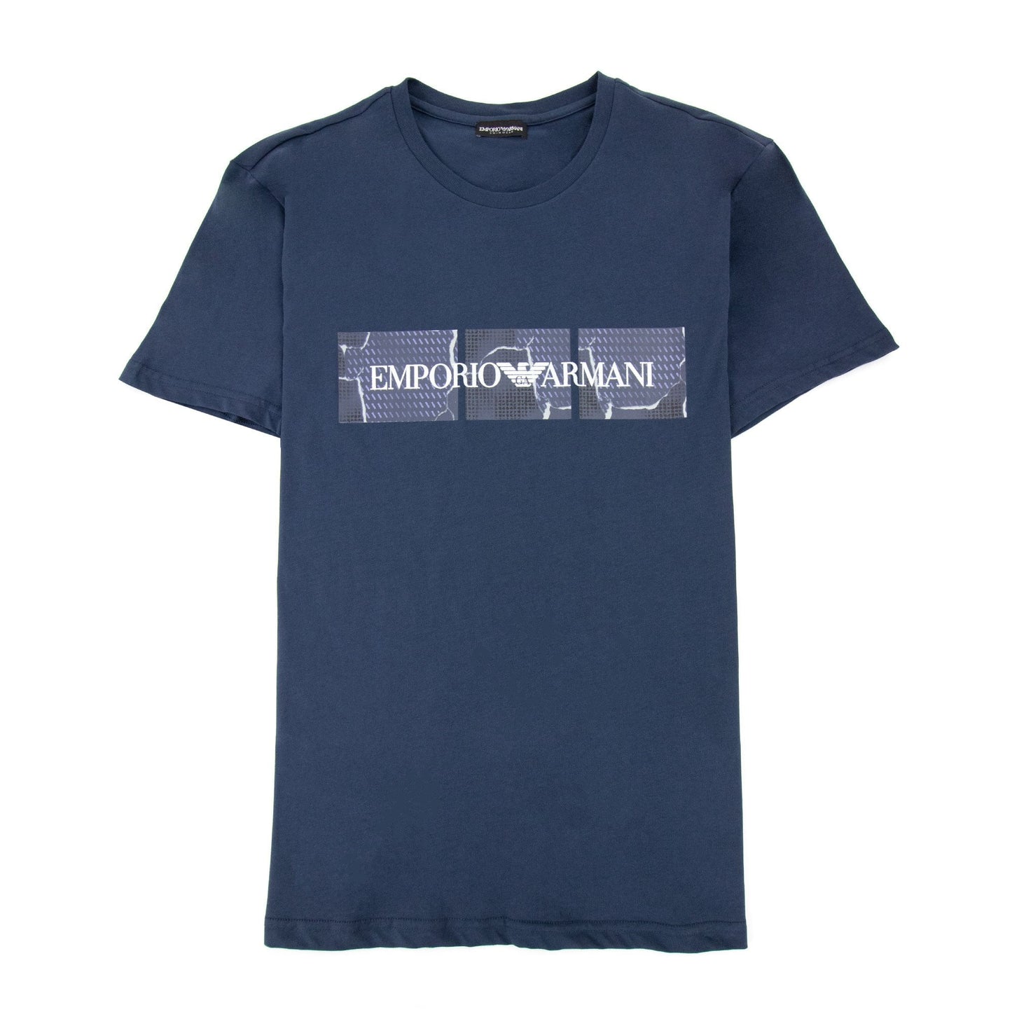 Emporio Armani Felt Logo Crew T-shirt Navy