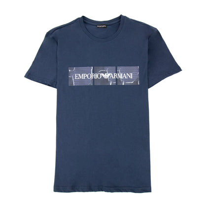 Emporio Armani Felt Logo Crew T-shirt Navy