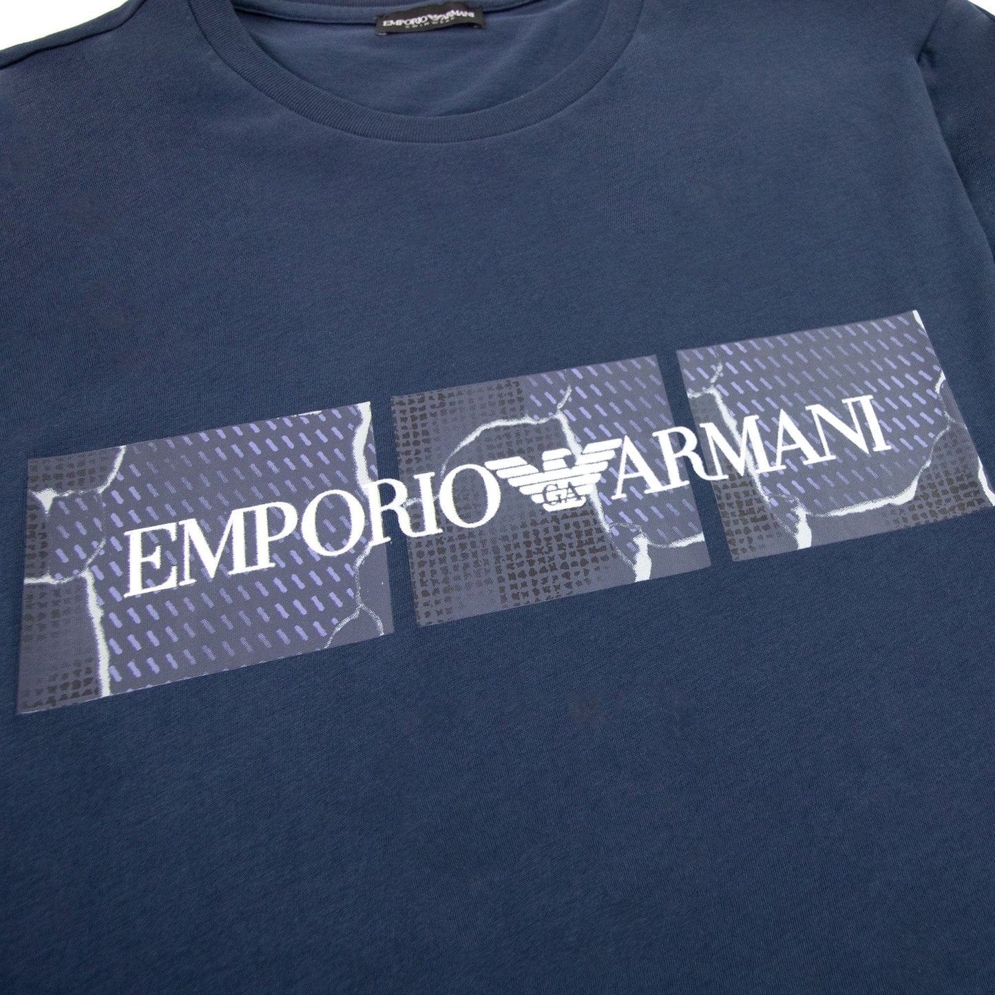 Emporio Armani Felt Logo Crew T-shirt Navy
