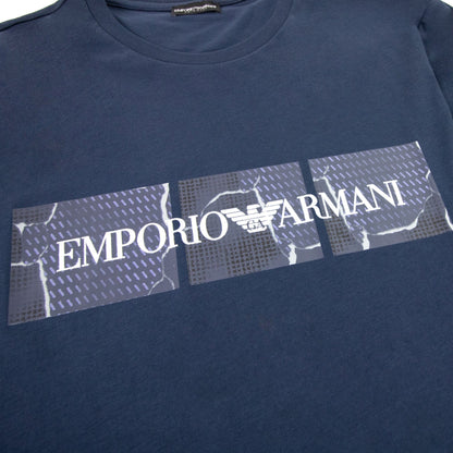 Emporio Armani Felt Logo Crew T-shirt Navy