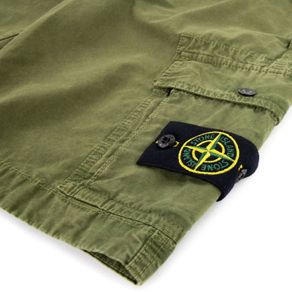 Stone Island L11wa Garment Dyed Canvas Shorts Olive V0158