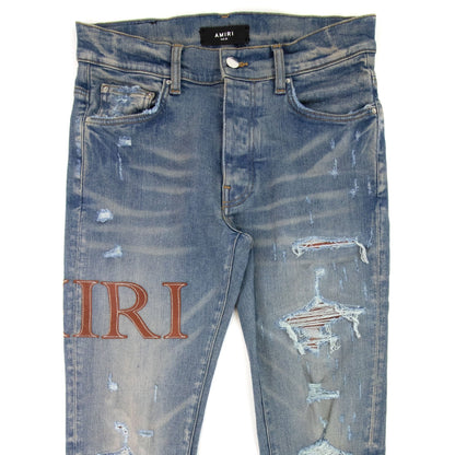 Amiri Leather Stitch Logo Jean Denim