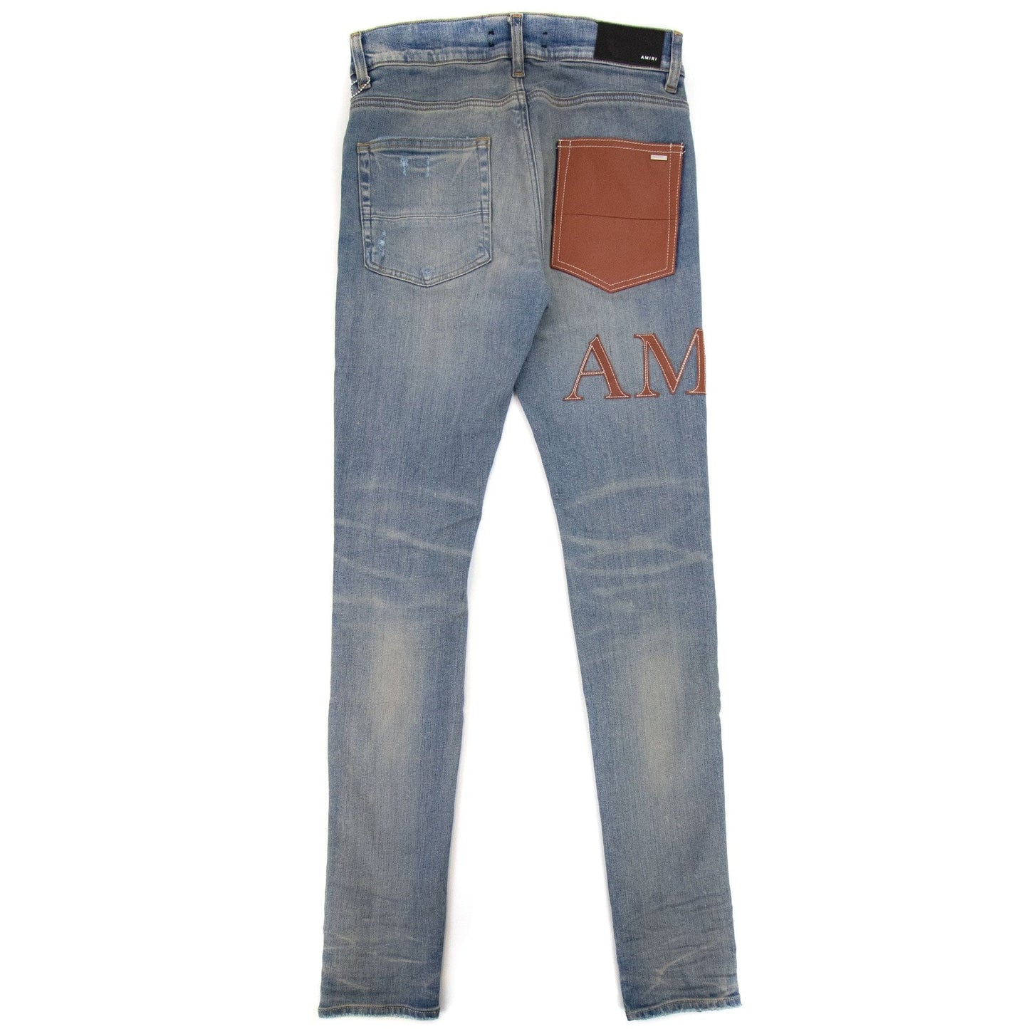 Amiri Leather Stitch Logo Jean Denim