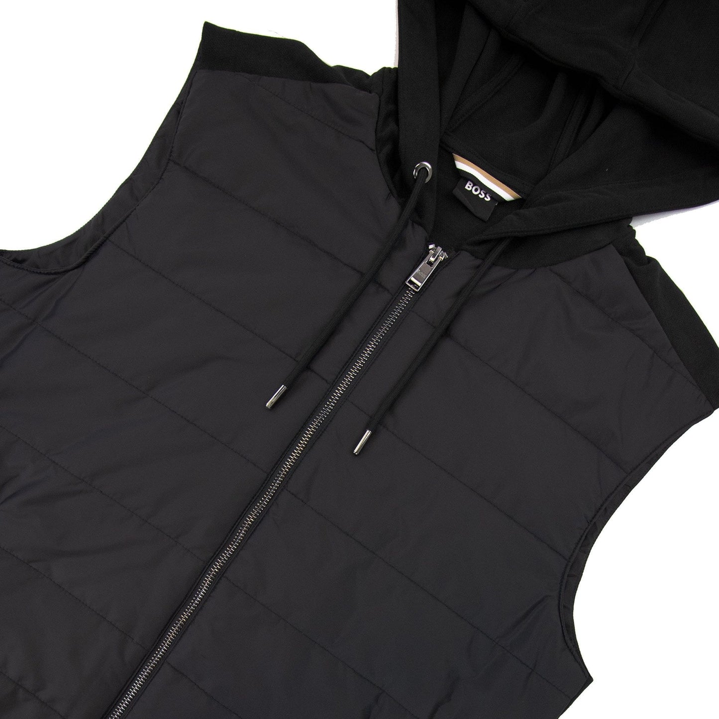 Hugo Boss Regular-fit Gilet In Cotton With Quilted Front Black