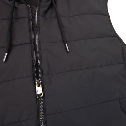 Hugo Boss Regular-fit Gilet In Cotton With Quilted Front Black