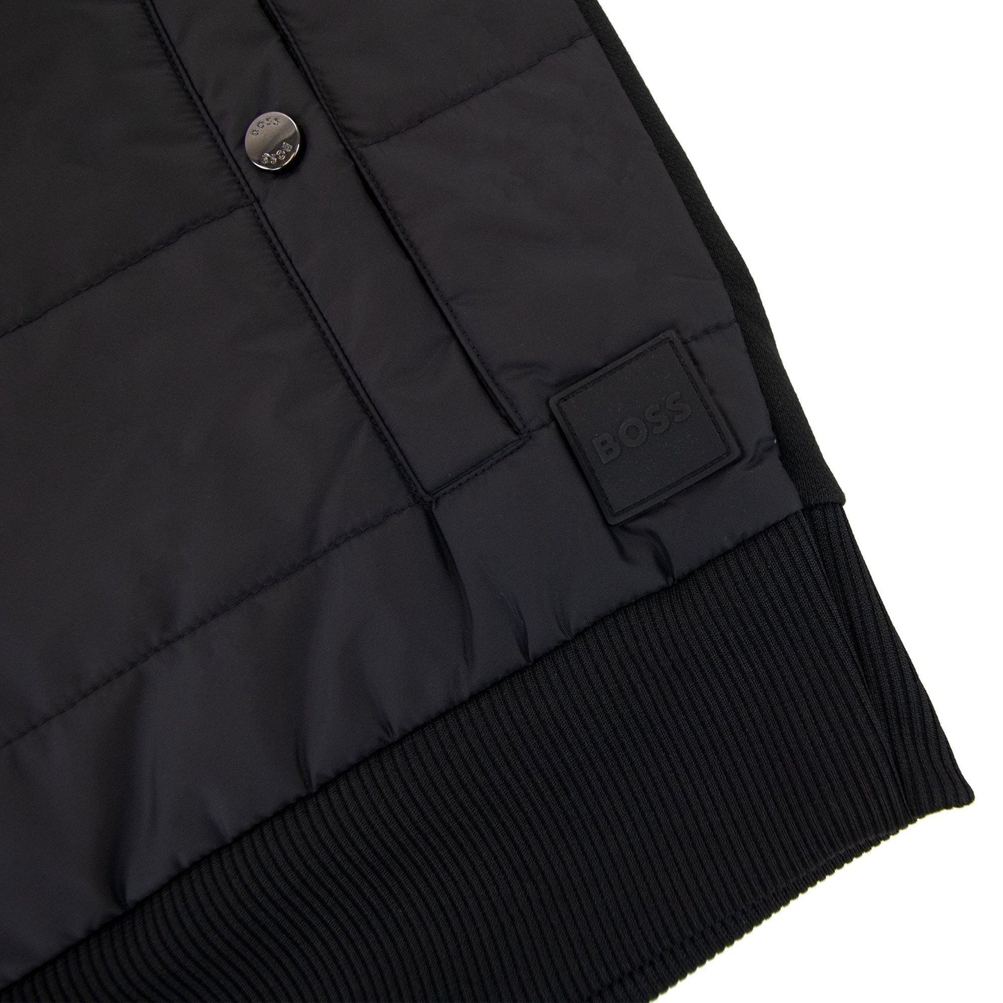 Hugo Boss Regular-fit Gilet In Cotton With Quilted Front Black