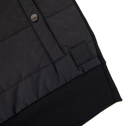 Hugo Boss Regular-fit Gilet In Cotton With Quilted Front Black
