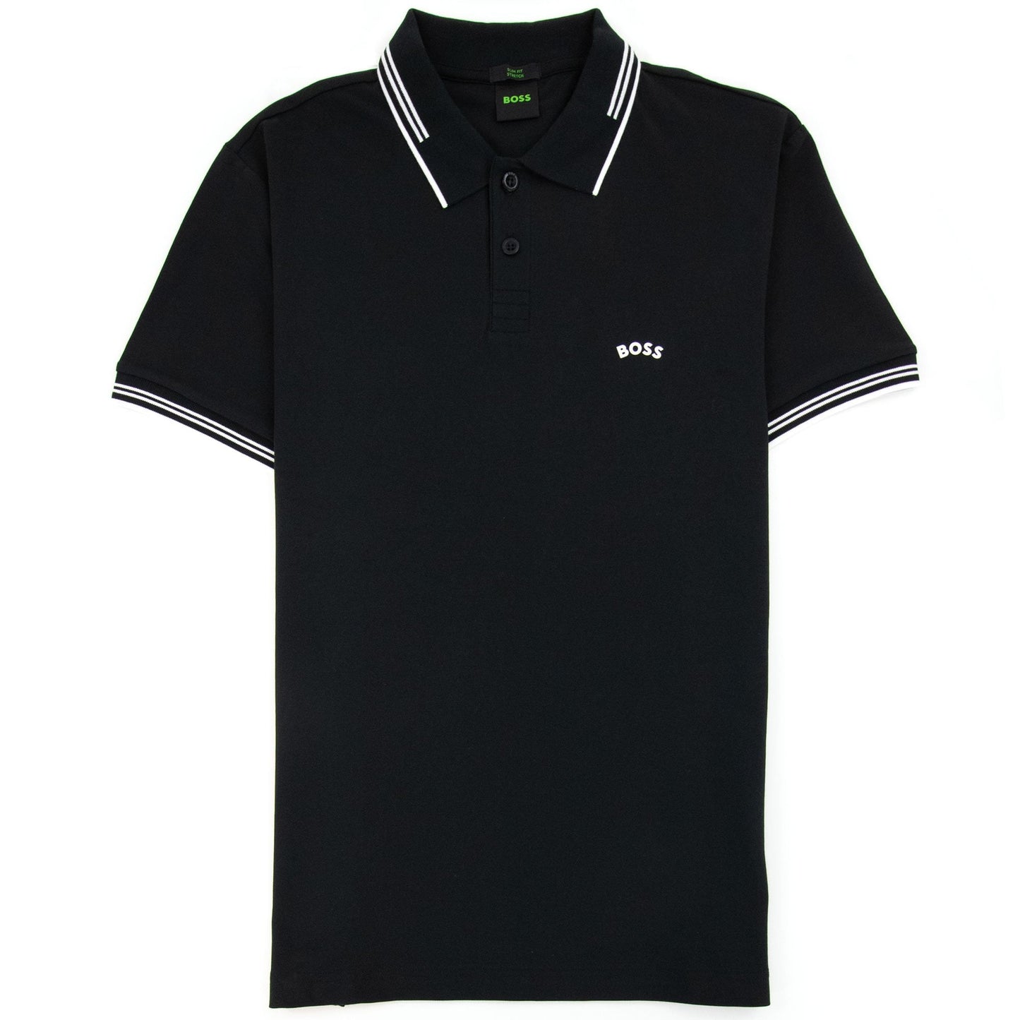 Hugo Boss Pual Curved Logo Slim Fit Polo Black 001