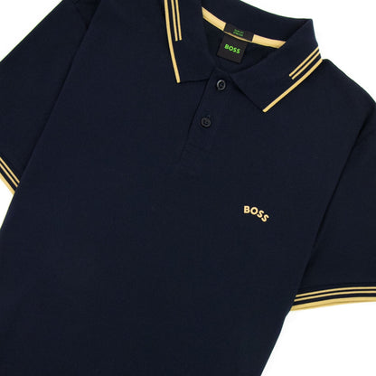 Hugo Boss Pual Curved Logo Slim Fit Polo Navy 403