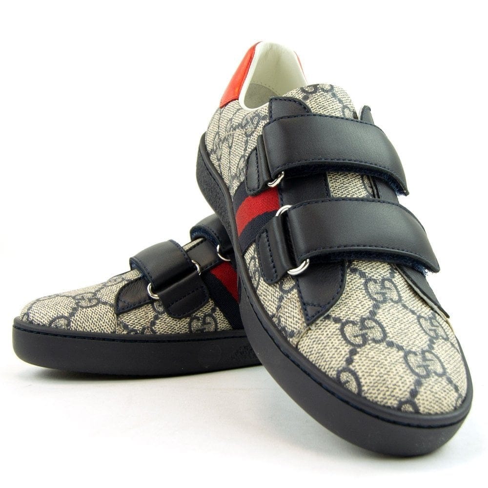 Gucci Junior Ace Gg Supreme Sneakers Beige Navy