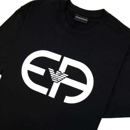 Emporio Armani Tencel-blend Jersey T-shirt With R-eacreate Logo Black