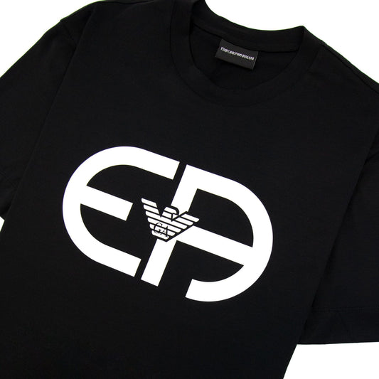 Emporio Armani Tencel-blend Jersey T-shirt With R-eacreate Logo Black