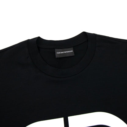 Emporio Armani Tencel-blend Jersey T-shirt With R-eacreate Logo Black