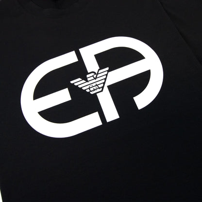 Emporio Armani Tencel-blend Jersey T-shirt With R-eacreate Logo Black