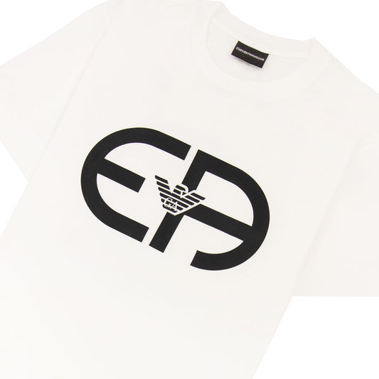 Emporio Armani Tencel-blend Jersey T-shirt With R-eacreate Logo White