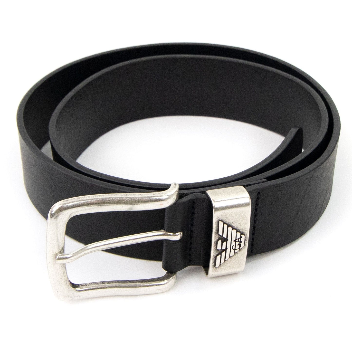 Emporio Armani Logo Keeper Leather Belt Black