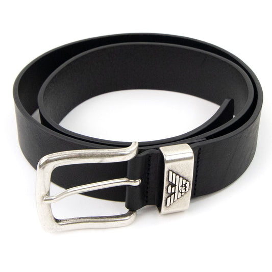 Emporio Armani Logo Keeper Leather Belt Black