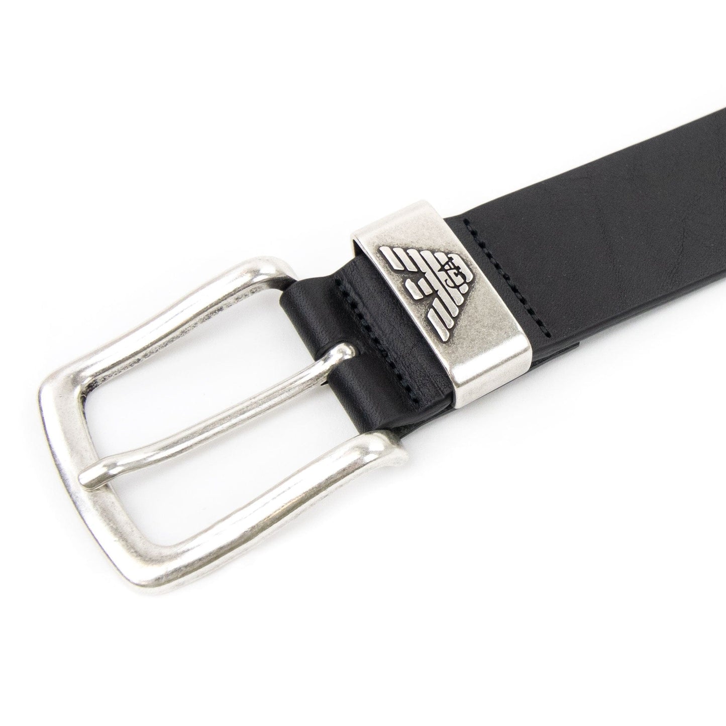 Emporio Armani Logo Keeper Leather Belt Black