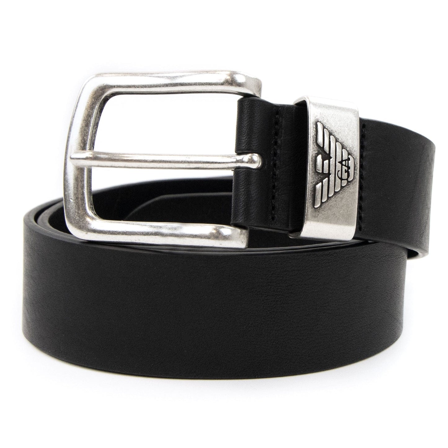 Emporio Armani Logo Keeper Leather Belt Black