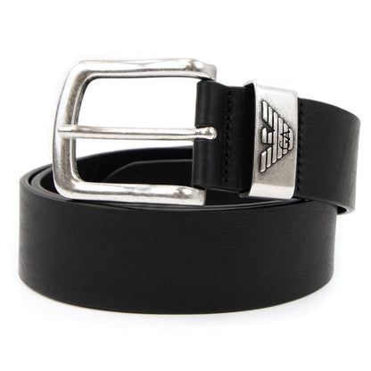 Emporio Armani Logo Keeper Leather Belt Black