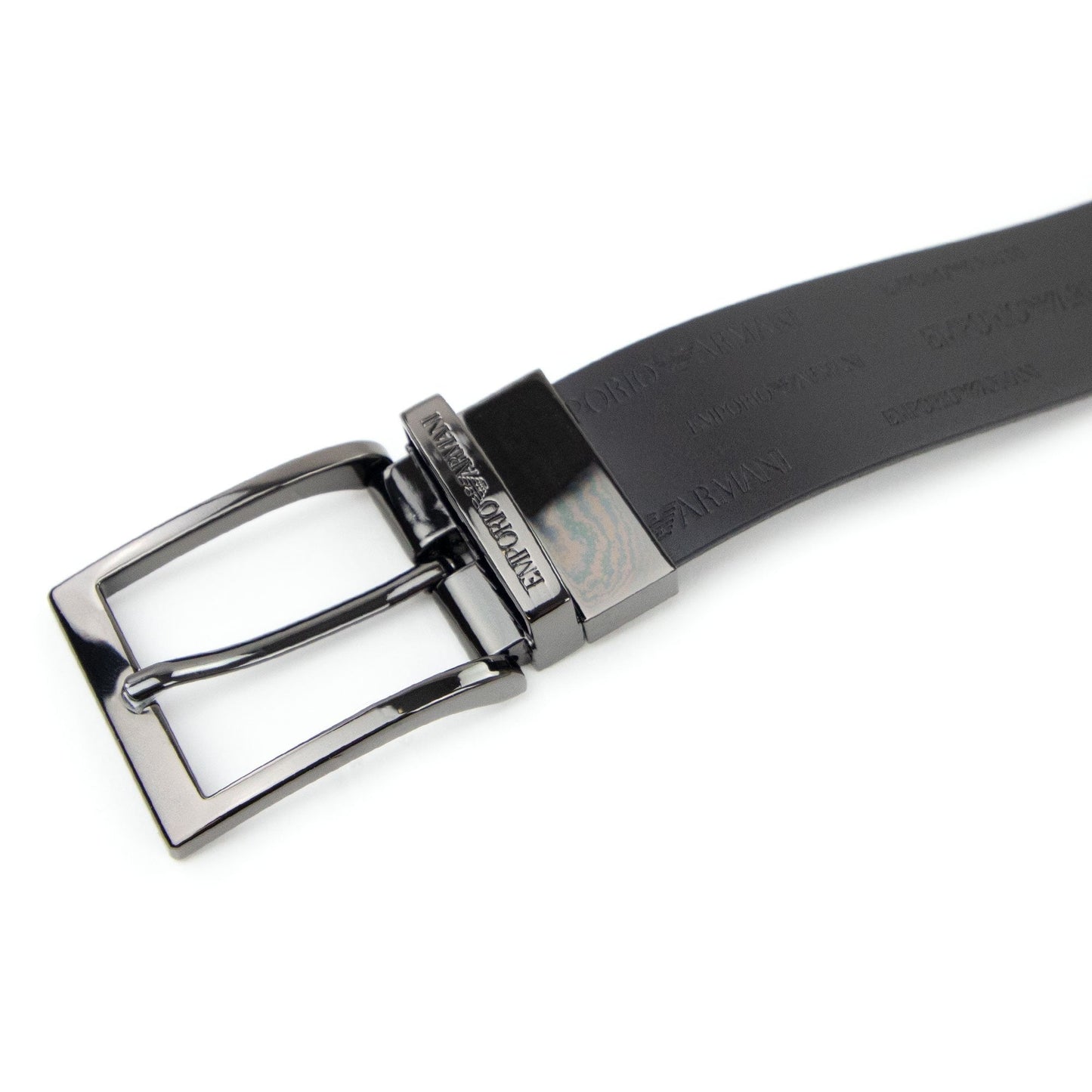 Emporio Armani Reversible Leather Belt With Embossed Logo Lettering Black/Brown