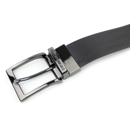 Emporio Armani Reversible Leather Belt With Embossed Logo Lettering Black/Brown