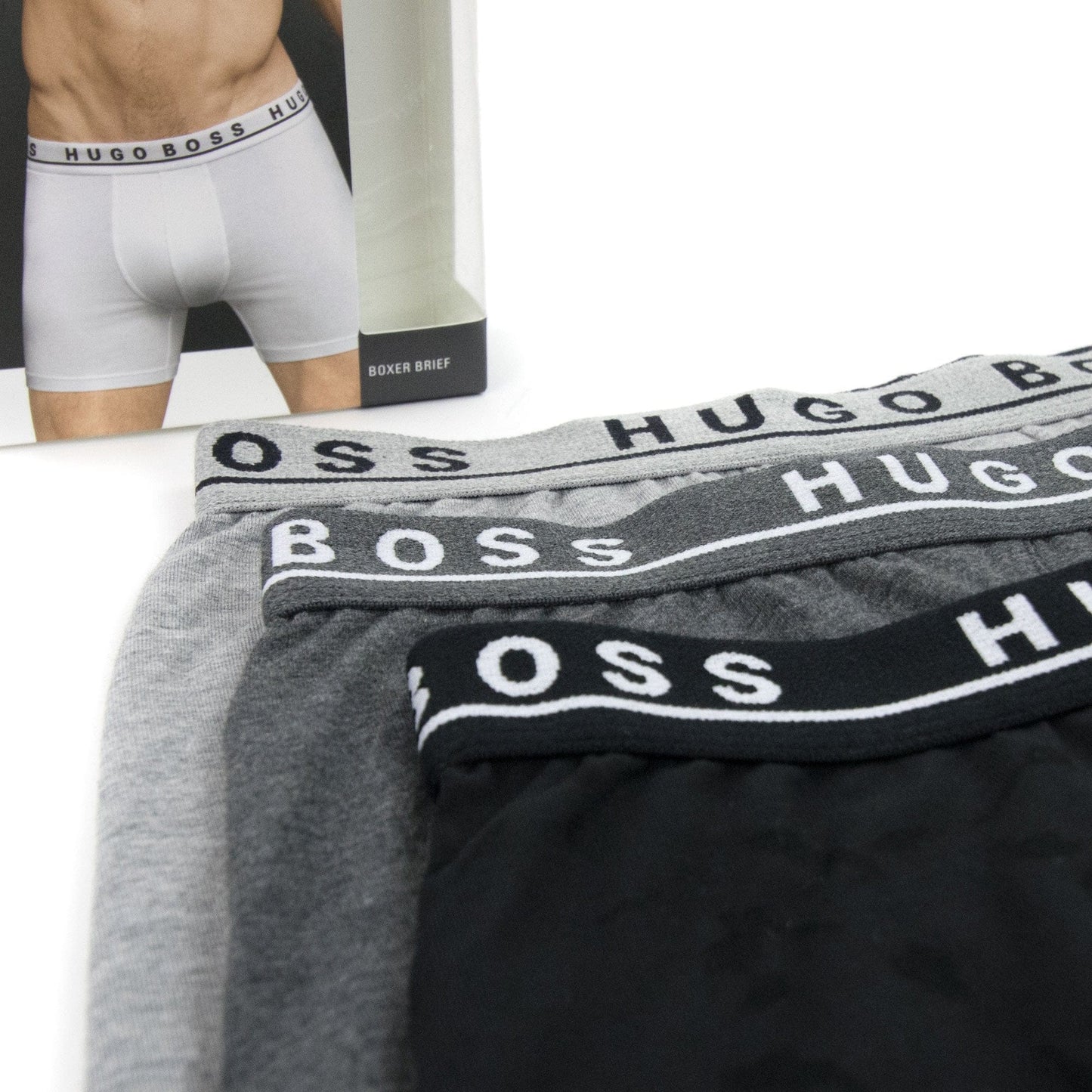 Hugo Boss Three Pack Of Stretch Cotton Boxer Light Grey/Black/Grey