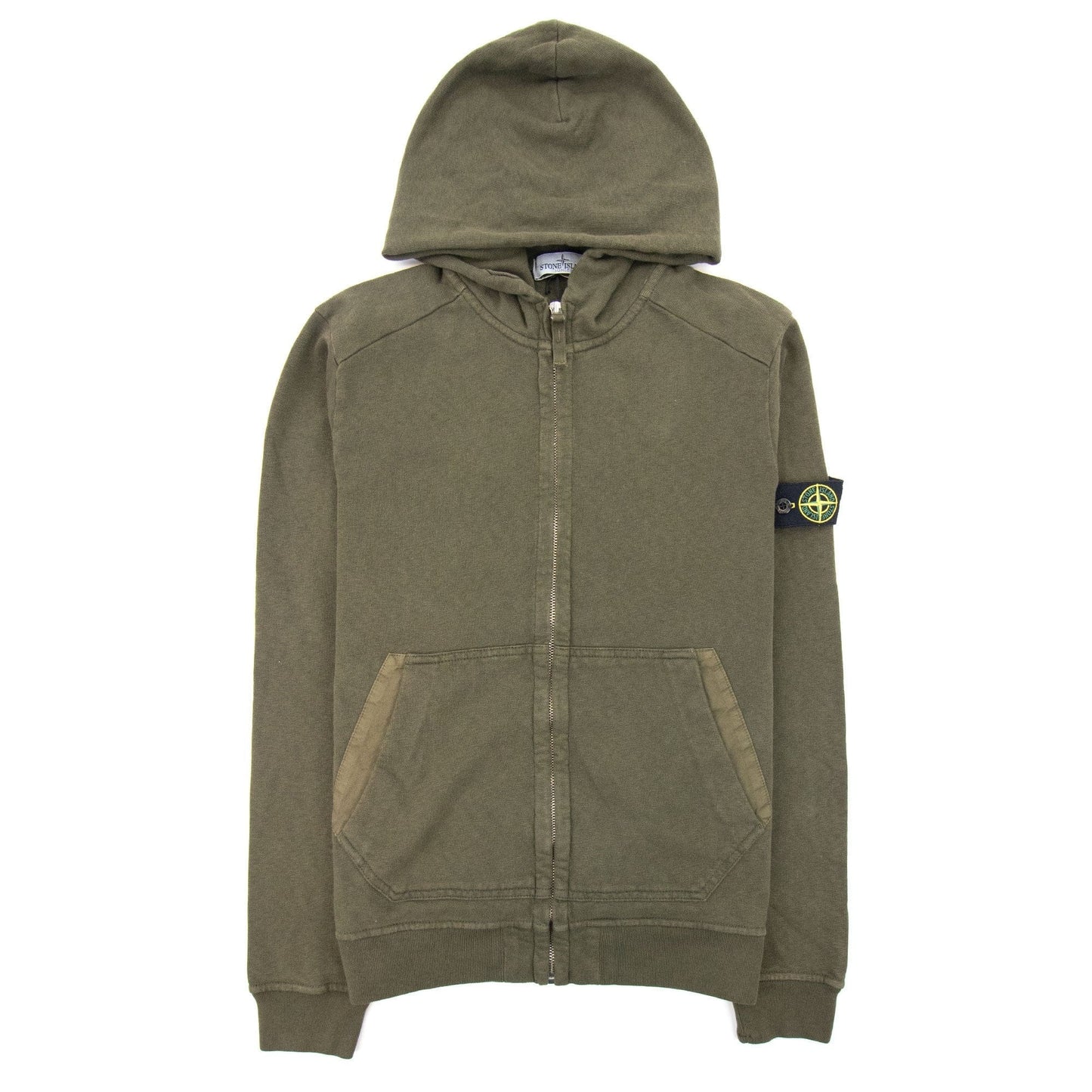 Stone Island Junior 61441 Zip Up Hoodied Sweatshirt Green V0154