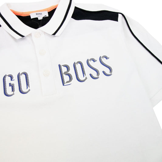Hugo Boss Kids Logo Printed S/s Polo White