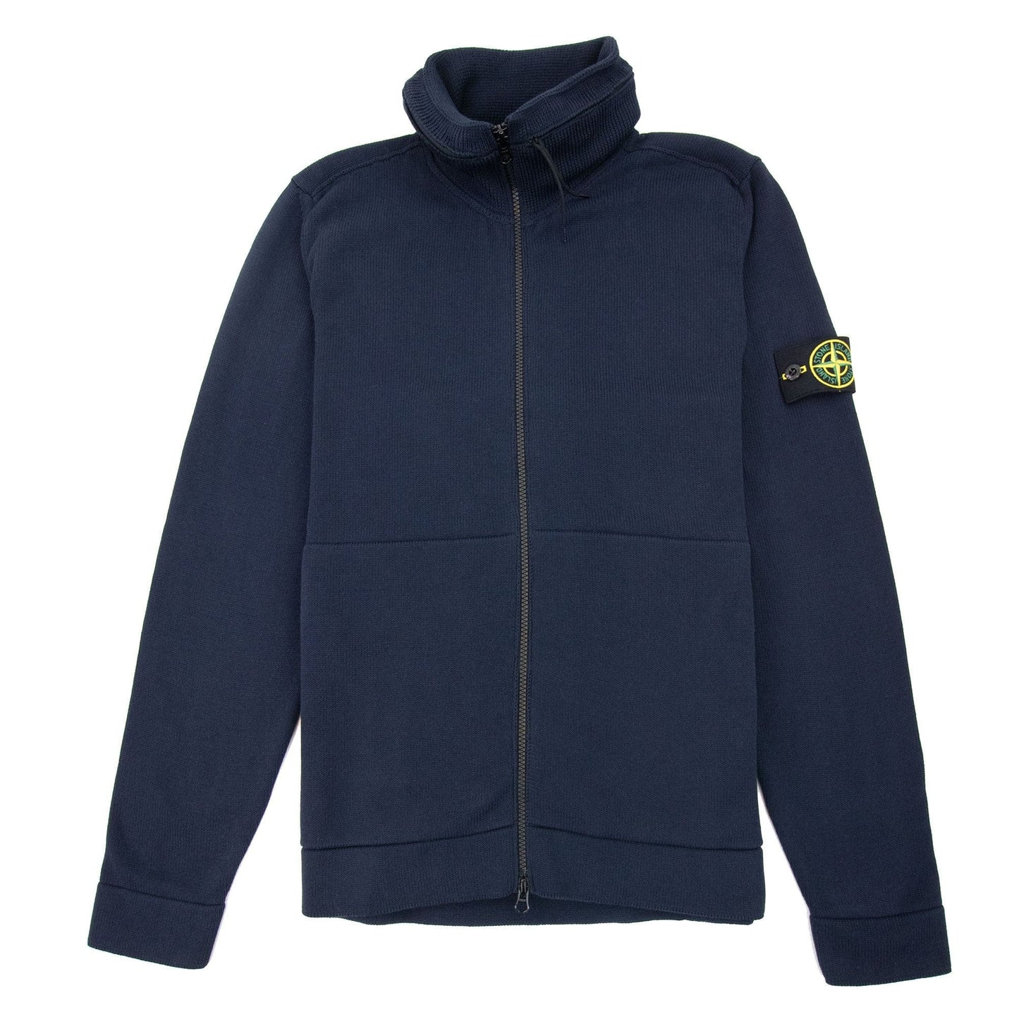 Stone Island Zip Compass Sweat With Concealed Hood Navy V0020
