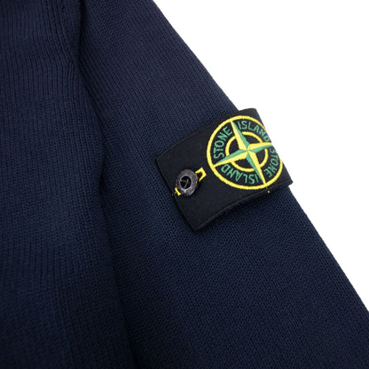 Stone Island Zip Compass Sweat With Concealed Hood Navy V0020