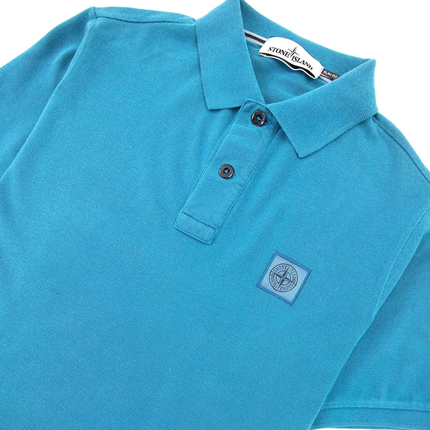 Stone Island Slim Fit Patch Polo Turquoise