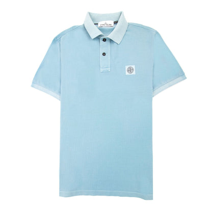 Stone Island Slim Fit Patch Polo Sky Blue V0041