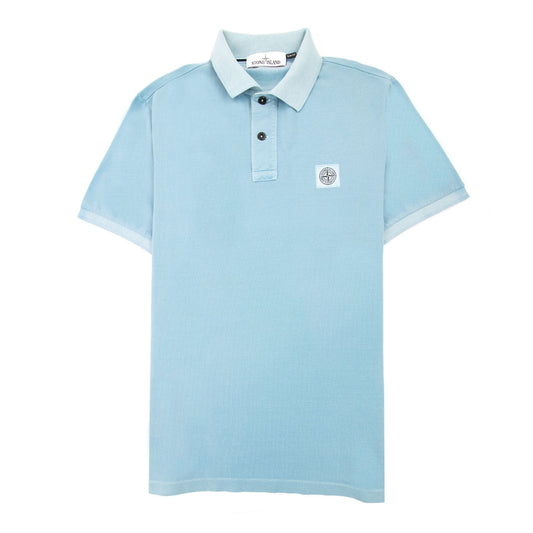 Stone Island Slim Fit Patch Polo Sky Blue V0041